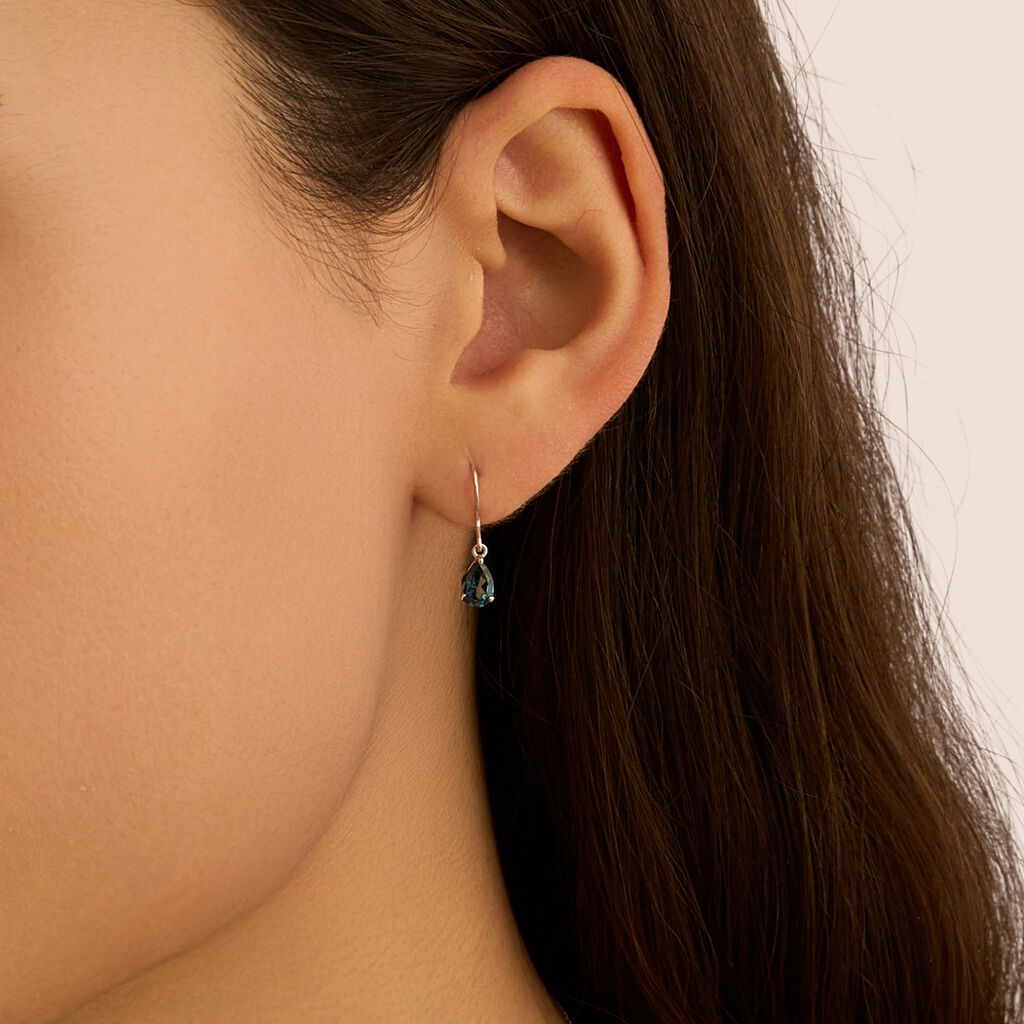 Orecchini Pendenti Punto Luce Amélie Oro Bianco Topazio