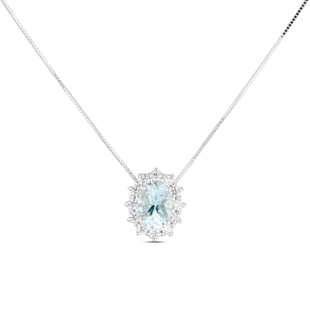 Collana Acquamarina Oro Bianco Acquamarina Diamante
