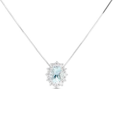 Collana Acquamarina Oro Bianco Acquamarina Diamante