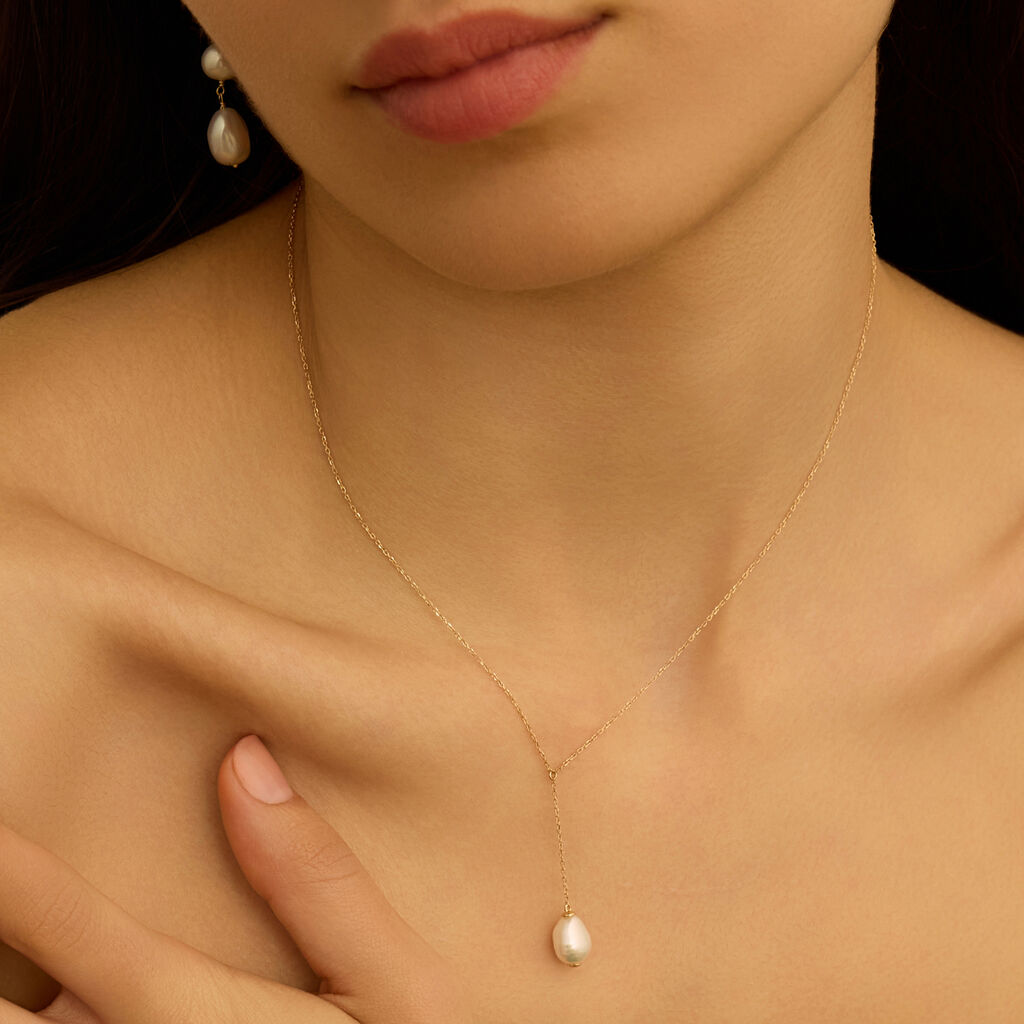 Collana Gabrielle Oro Giallo Perla D'Acqua Dolce