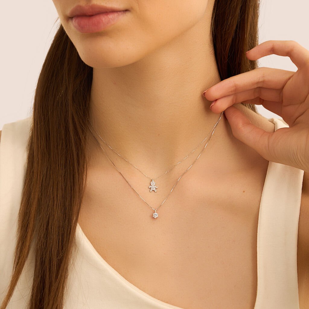 Collana Punto Luce Claire Oro Bianco Cubic Zirconia