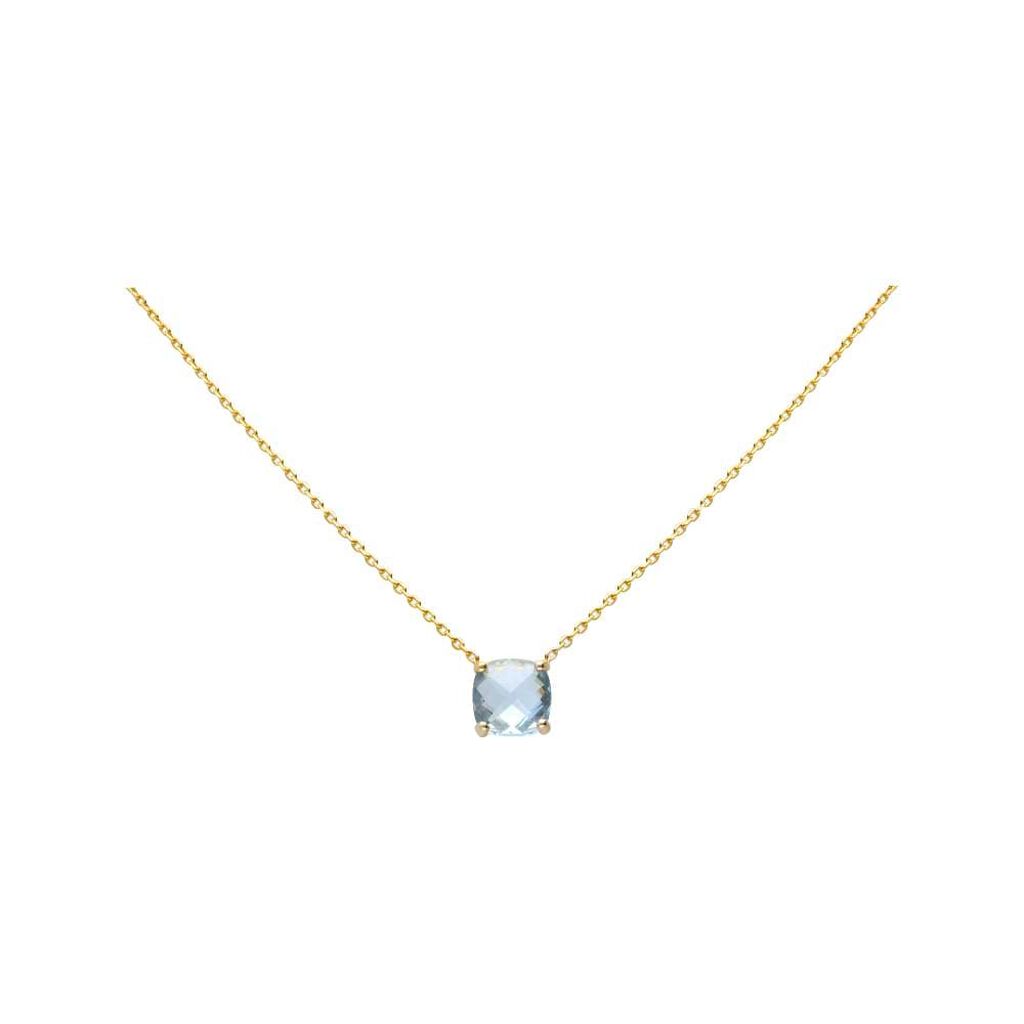 Girocollo placcato oro con pietra azzurraOrecchini a lobo placcato oro con pietra rosa