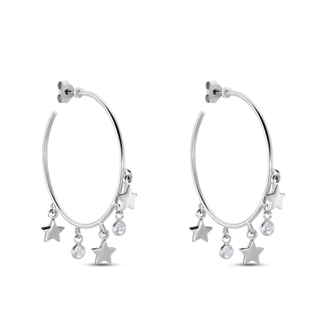 Orecchini A Cerchio Silver Collection Argento Bianco Cubic Zirconia