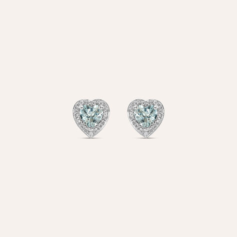 Orecchini Lobo Jasmine Oro Bianco Acquamarina Diamante - Orecchini a Lobo Donna | Stroili