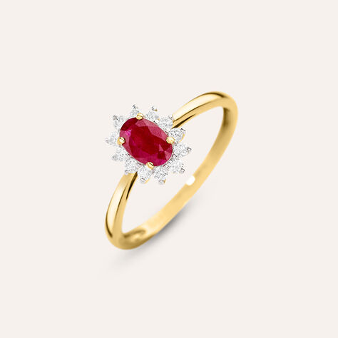 Anello Solitario Kate Charlotte Oro Giallo Rubino Diamante - Anelli con Pietre Donna | Stroili
