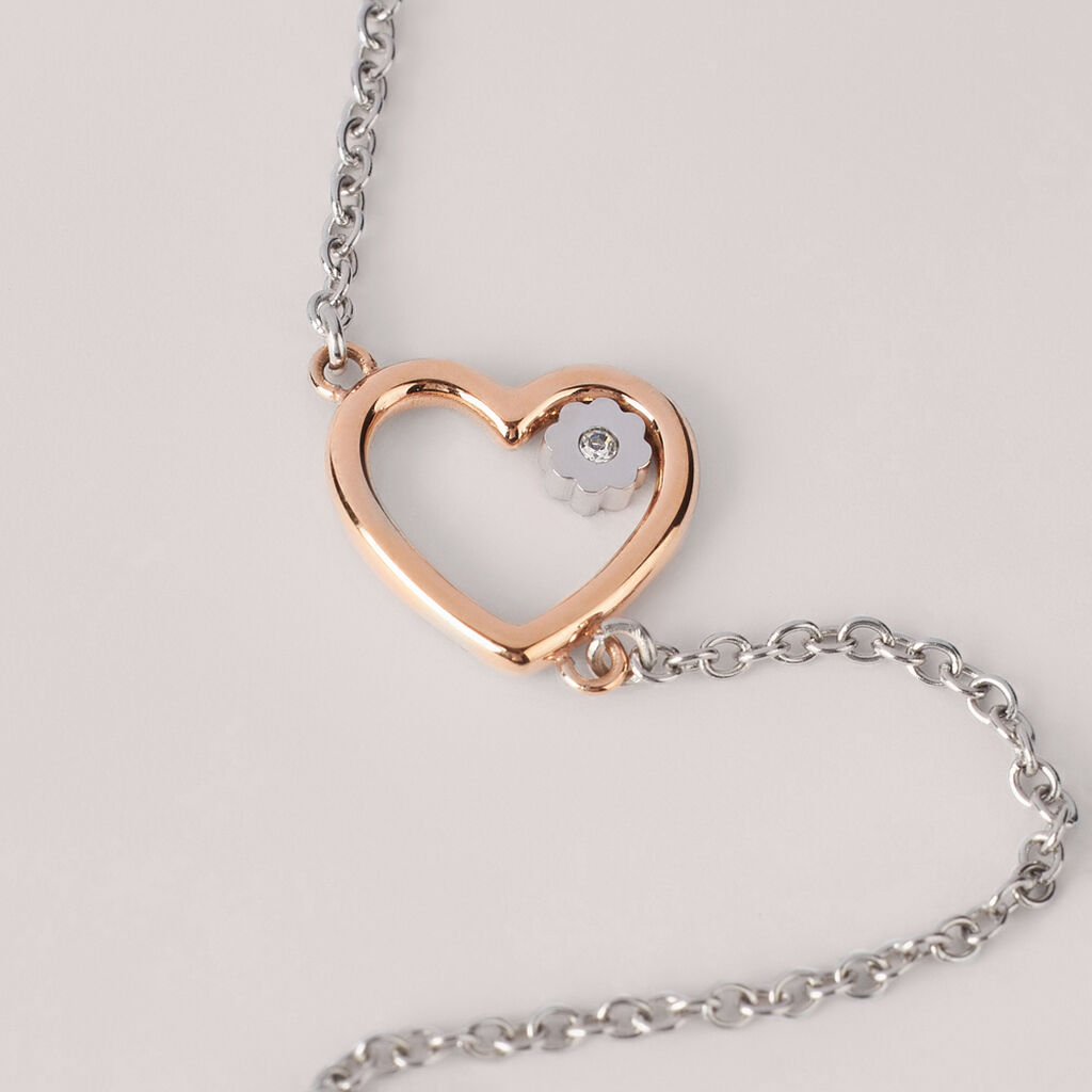 Bracciale Sunrise Acciaio Bicolore Bianco / Rosa Cristallo