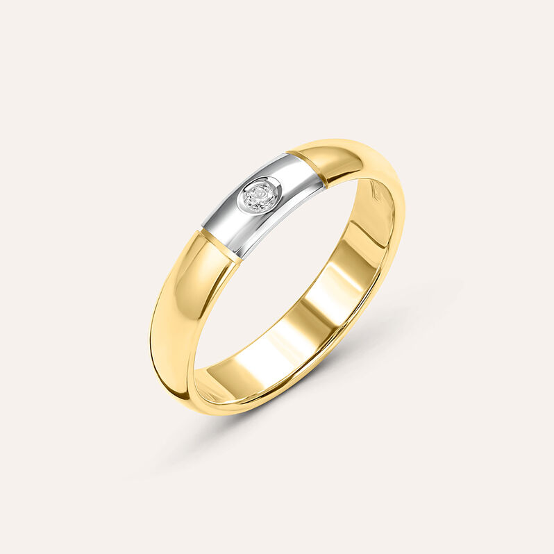 Fede Classica 4 mm Oro Bicolore Diamante - Anelli con Incisione Unisex | Stroili