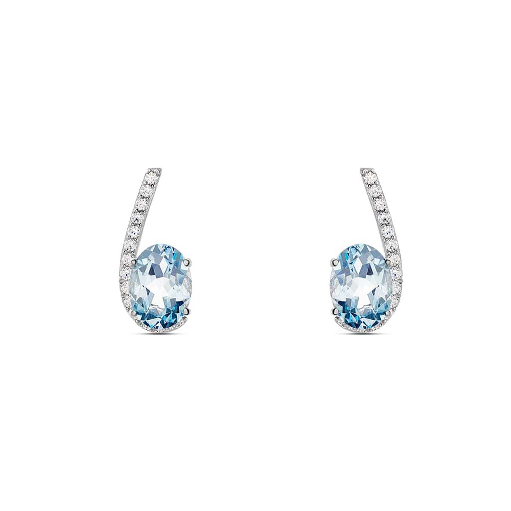 Orecchini Lobo Amélie Oro Bianco Topazio Cubic Zirconia