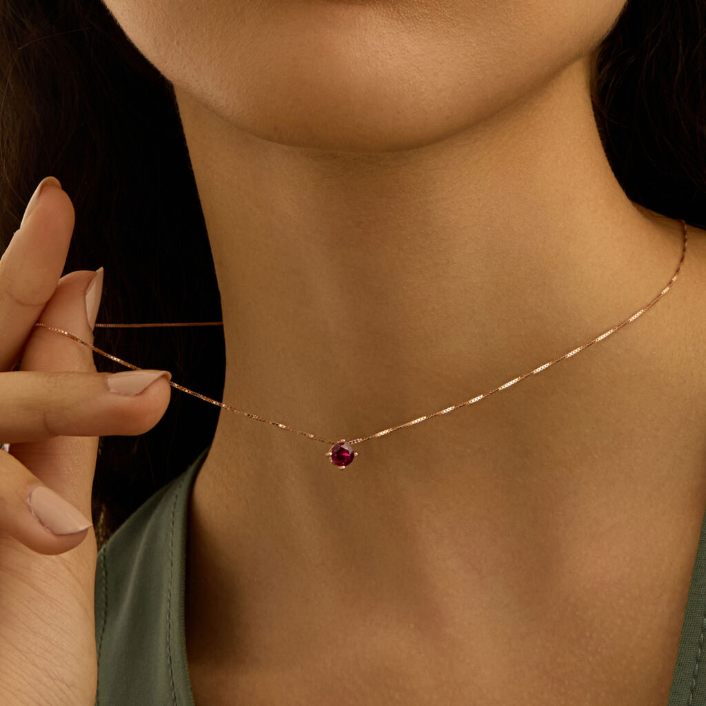 Collana Punto Luce Silver Rainbow Argento Rosa Cubic Zirconia