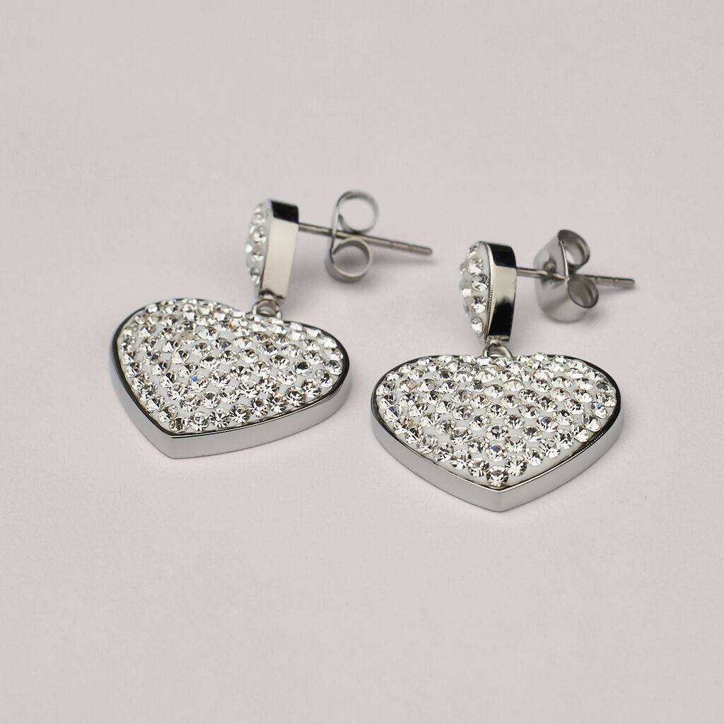 Orecchini Pendenti Aura Acciaio Cristallo