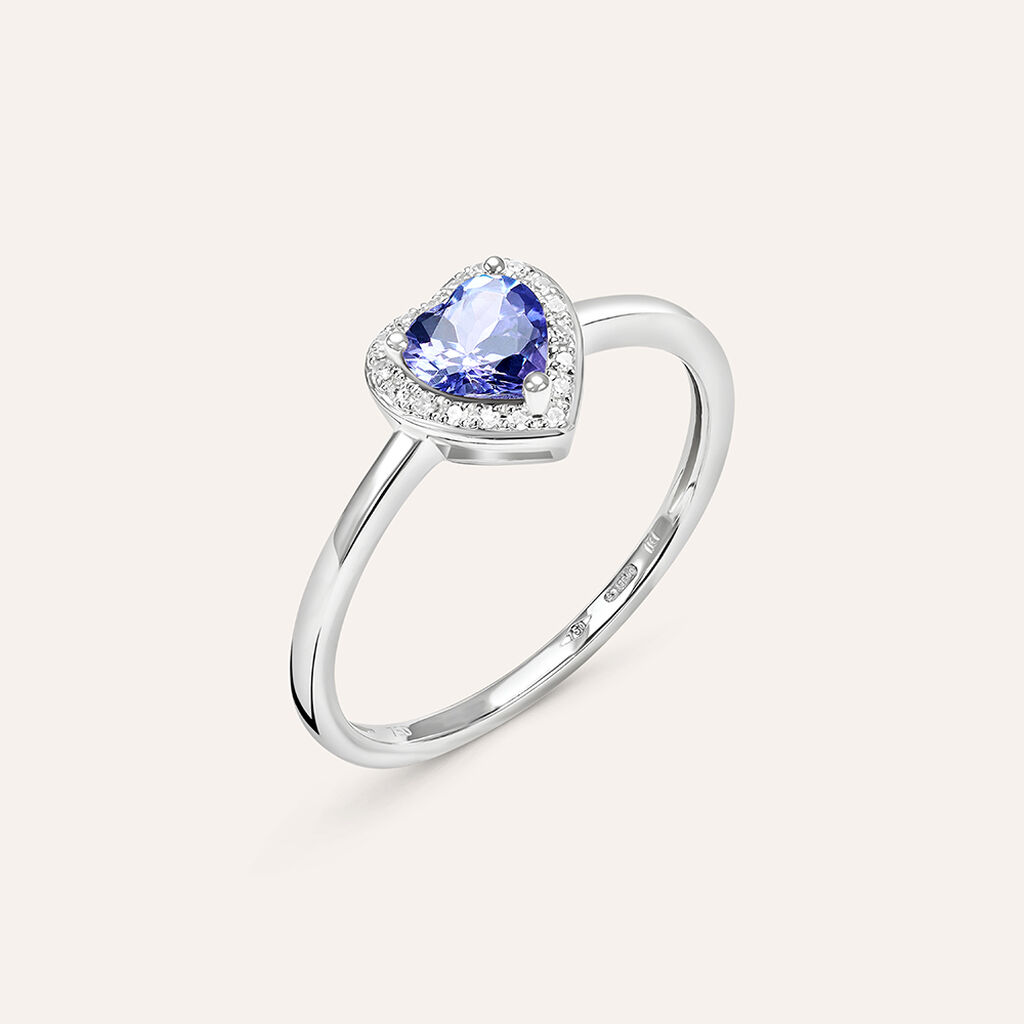 Anello Solitario Jasmine Oro Bianco Tanzanite Diamante - Anelli con Pietre Donna | Stroili