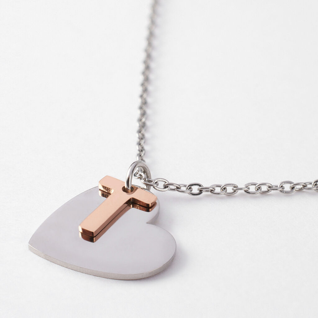 Collana Sunrise Acciaio Bicolore Bianco / Rosa