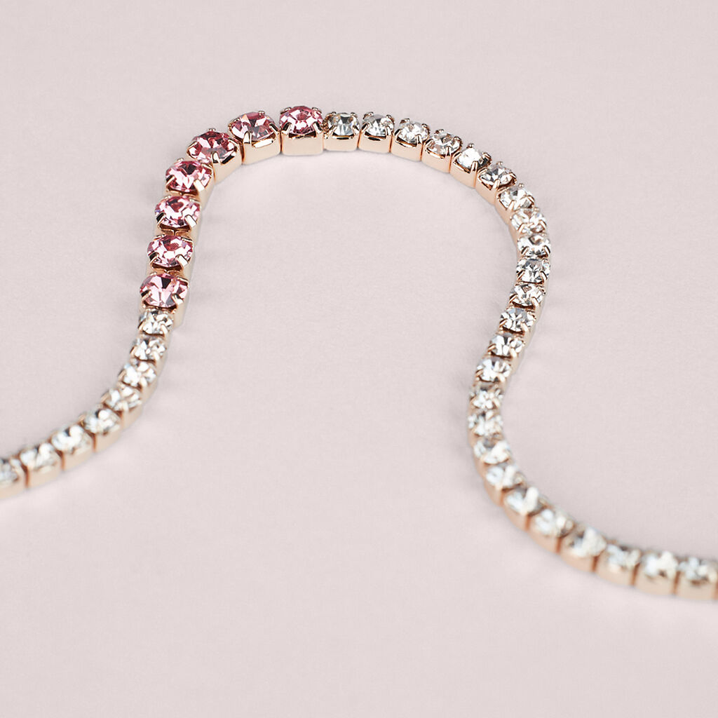 Bracciale Tennis Romantic Shine Metallo Rosa Cristallo - Bracciali Tennis Donna | Stroili