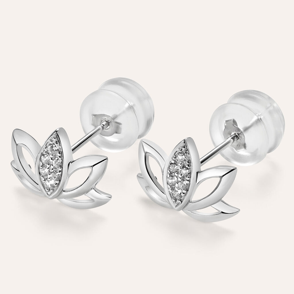 Orecchini Lobo Claire Oro Bianco Cubic Zirconia