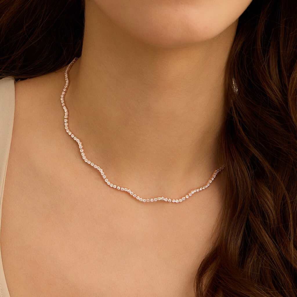 Collana Romantic Shine Ottone Rosa Cristallo