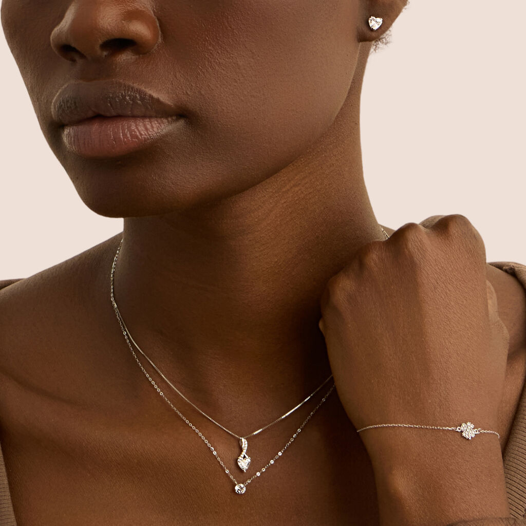Orecchini Lobo Punto Luce Claire Oro Bianco Cubic Zirconia - Orecchini a Lobo Donna | Stroili