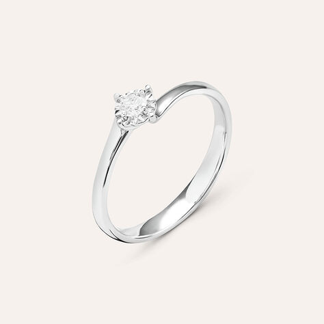 Anello Solitario Valentino Diamotion Oro Bianco Diamante - Anelli con Pietre Donna | Stroili