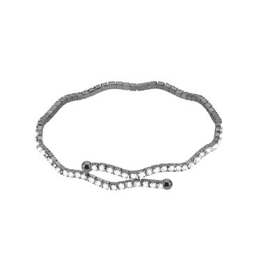 Bracciale bangle in metallo rutenio e cristalli