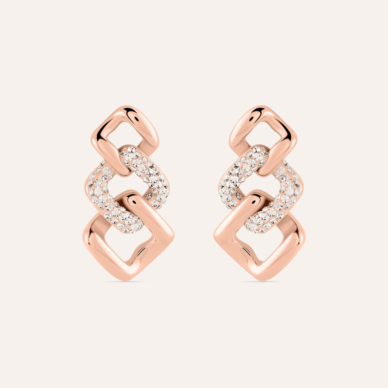 Orecchini Pendenti Aura Acciaio Rosa Cristallo - Orecchini Pendenti Donna | Stroili