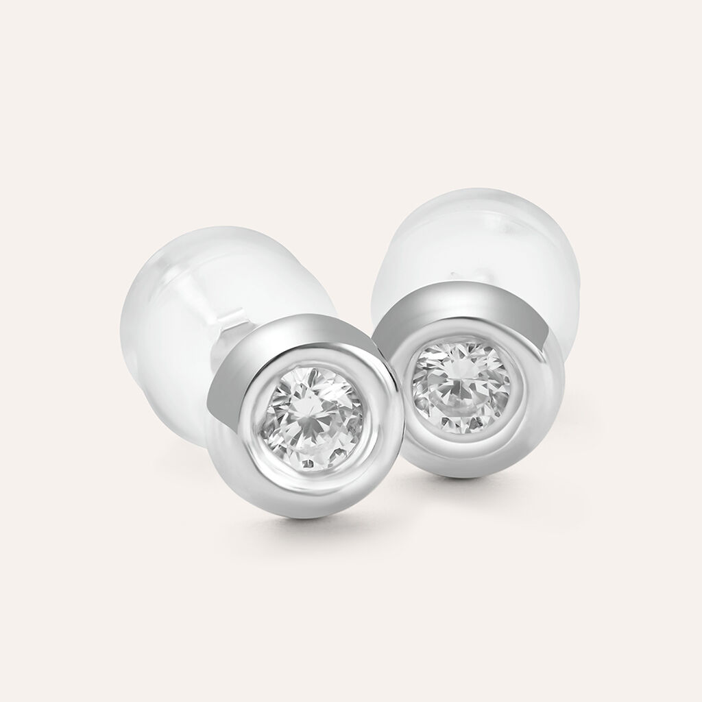 Orecchini Lobo Punto Luce Bon Ton Oro Bianco Cubic Zirconia - Orecchini a Lobo Donna | Stroili