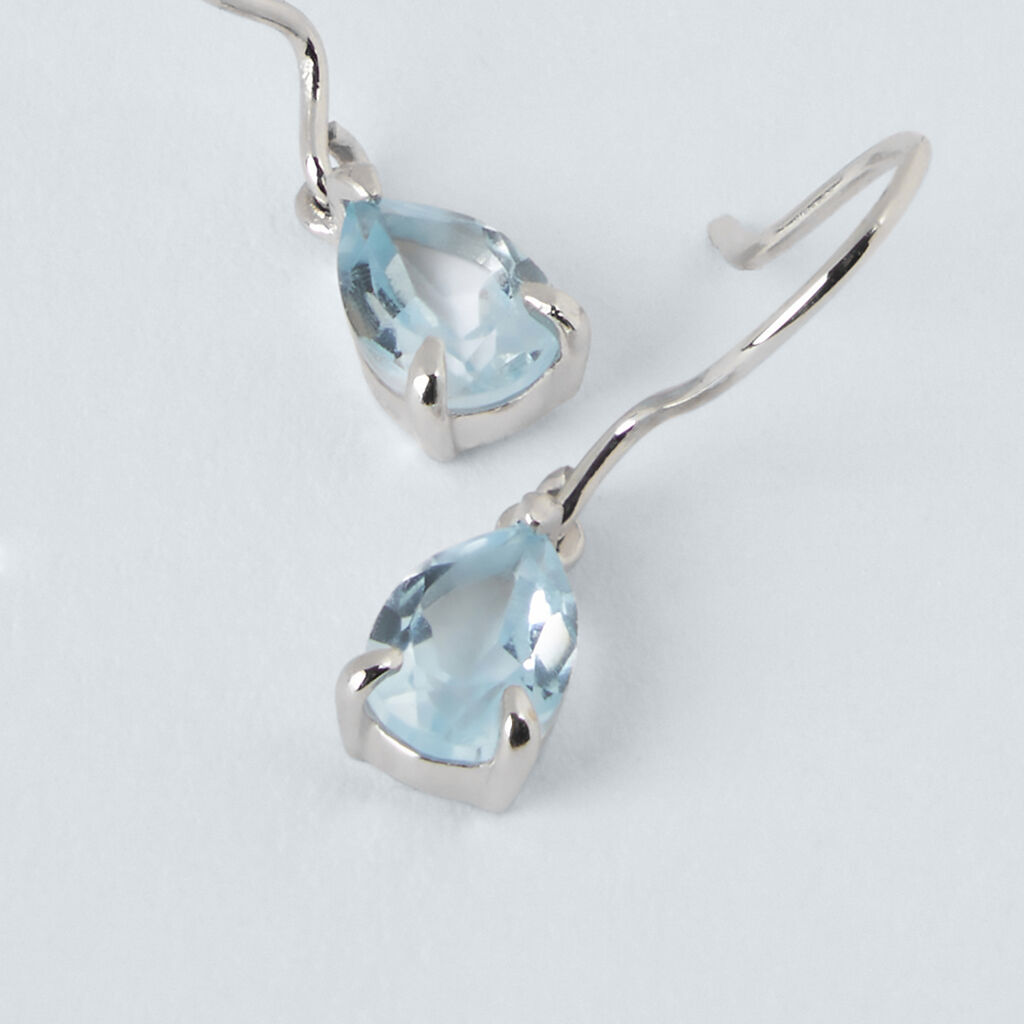 Orecchini Pendenti Punto Luce Am&eacute;lie Oro Bianco Topazio