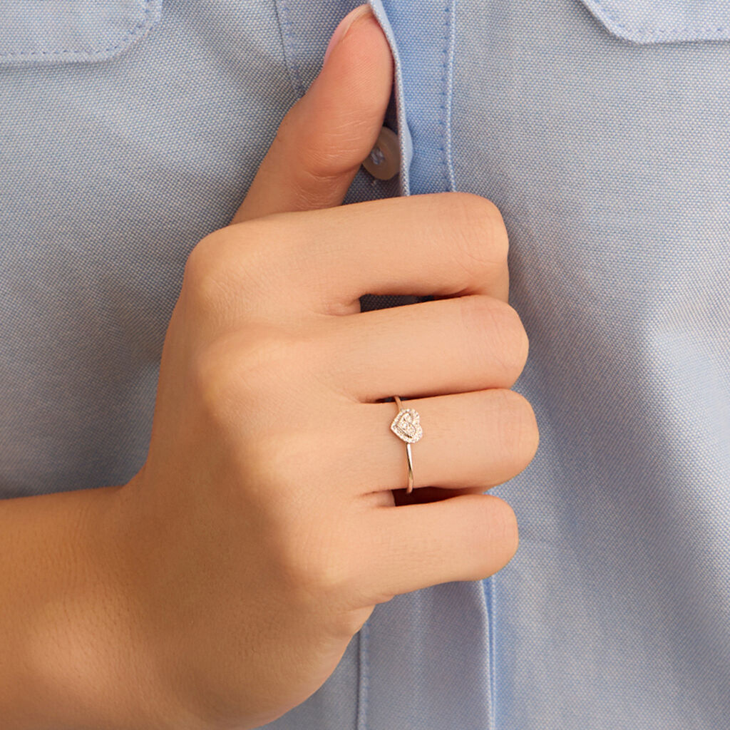Anello Cuore Sophia Oro Bianco E Diamante