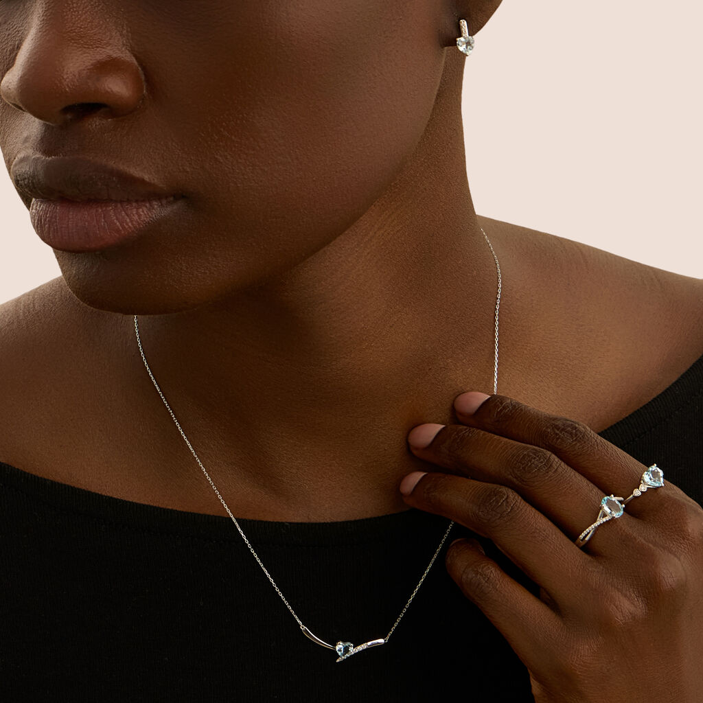 Collana Punto Luce Amélie Oro Bianco Topazio Cubic Zirconia