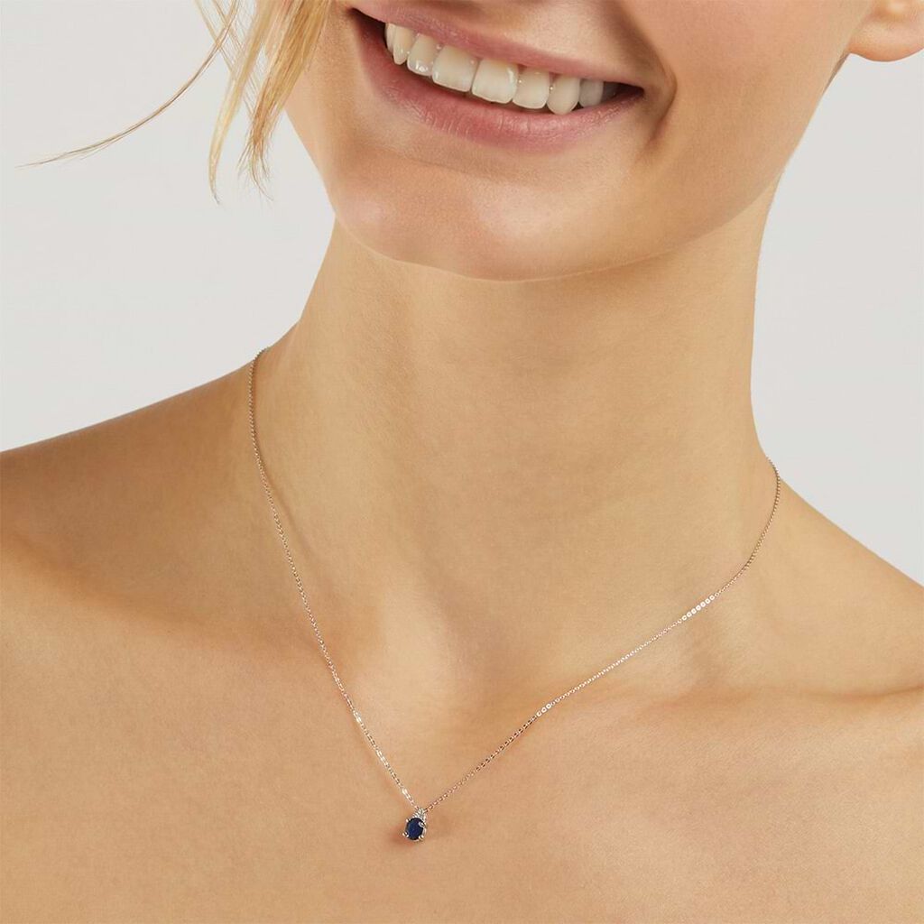 Collana Punto Luce Elizabeth Crown Oro Bianco Zaffiro Diamante - Collane Punto Luce Donna | Stroili