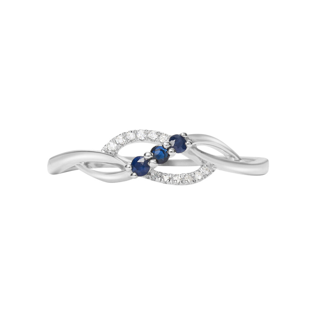 Anello Fantasia Charlotte Oro Bianco Zaffiro Diamante - Anelli con Pietre Donna | Stroili