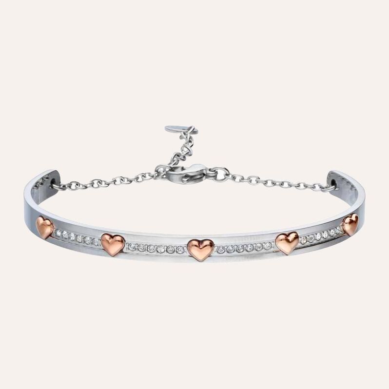 Bangle Sunrise Acciaio Rosa Cristallo - Bracciali Rigidi Donna | Stroili