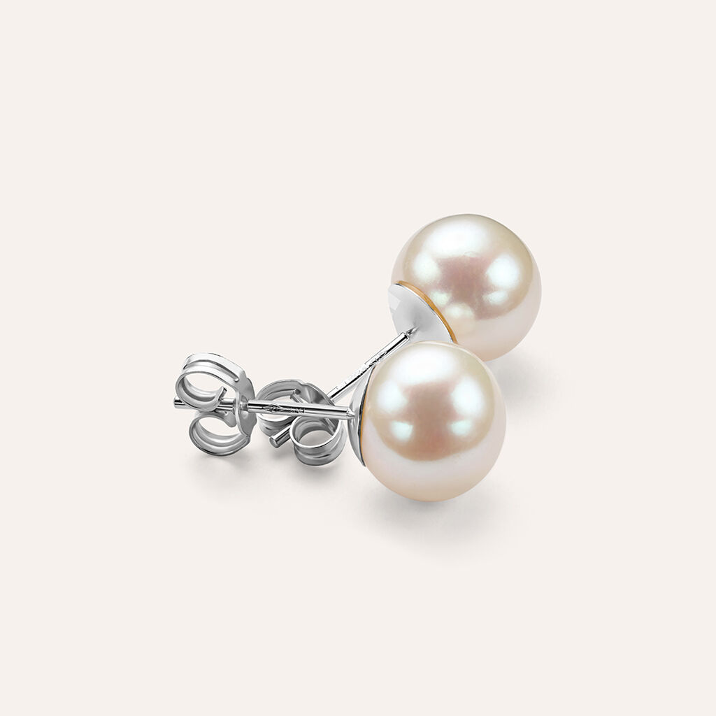 Orecchini Lobo Gabrielle Oro Bianco Perla D'Acqua Dolce