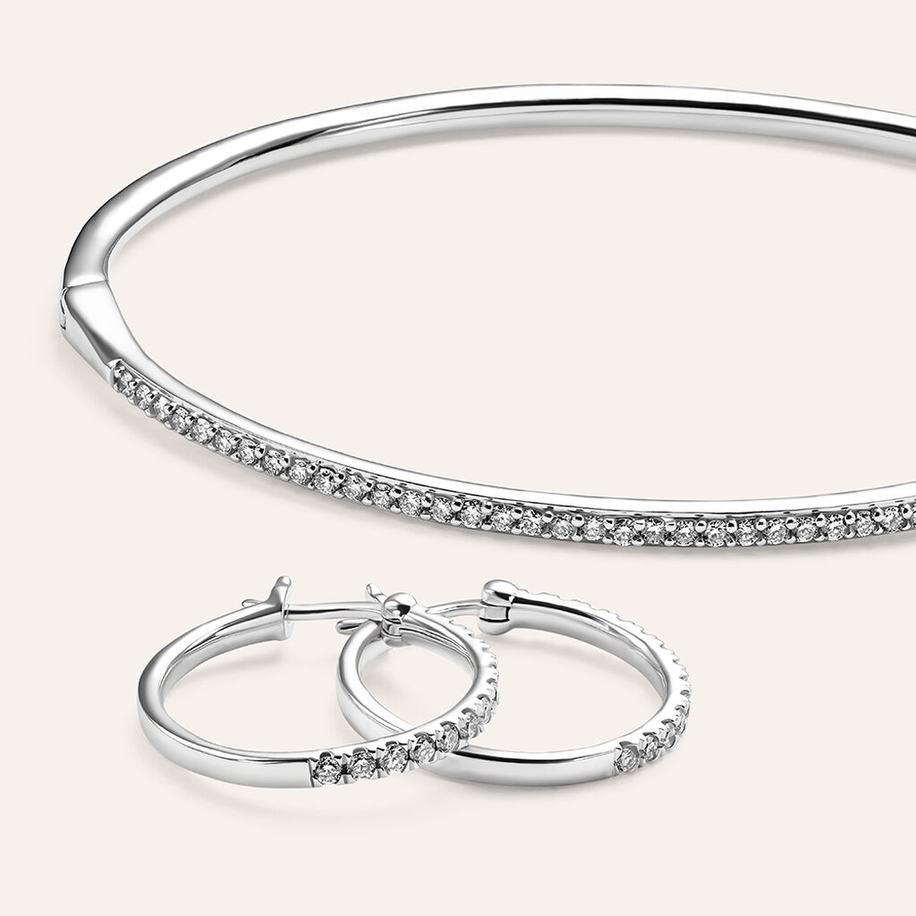 Orecchini A Cerchio Diamade Oro Bianco Diamante