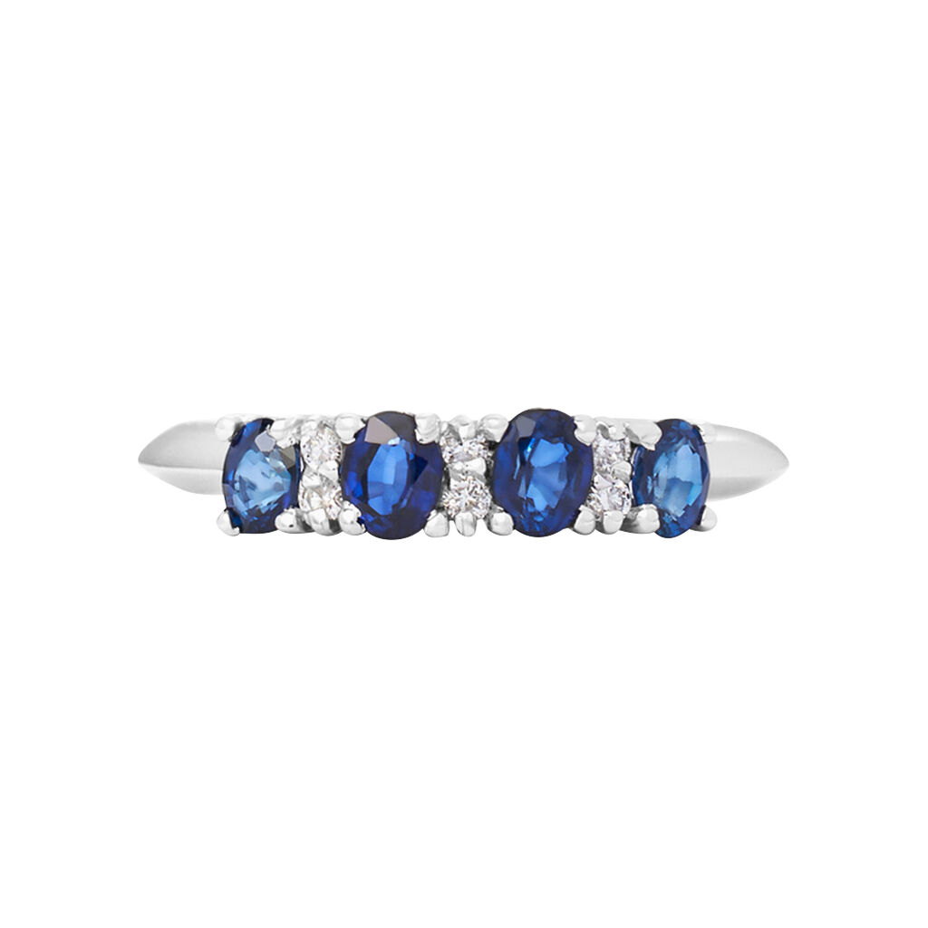 Anello Riviere Elizabeth Crown Oro Bianco Zaffiro Diamante - Anelli Riviere Donna | Stroili