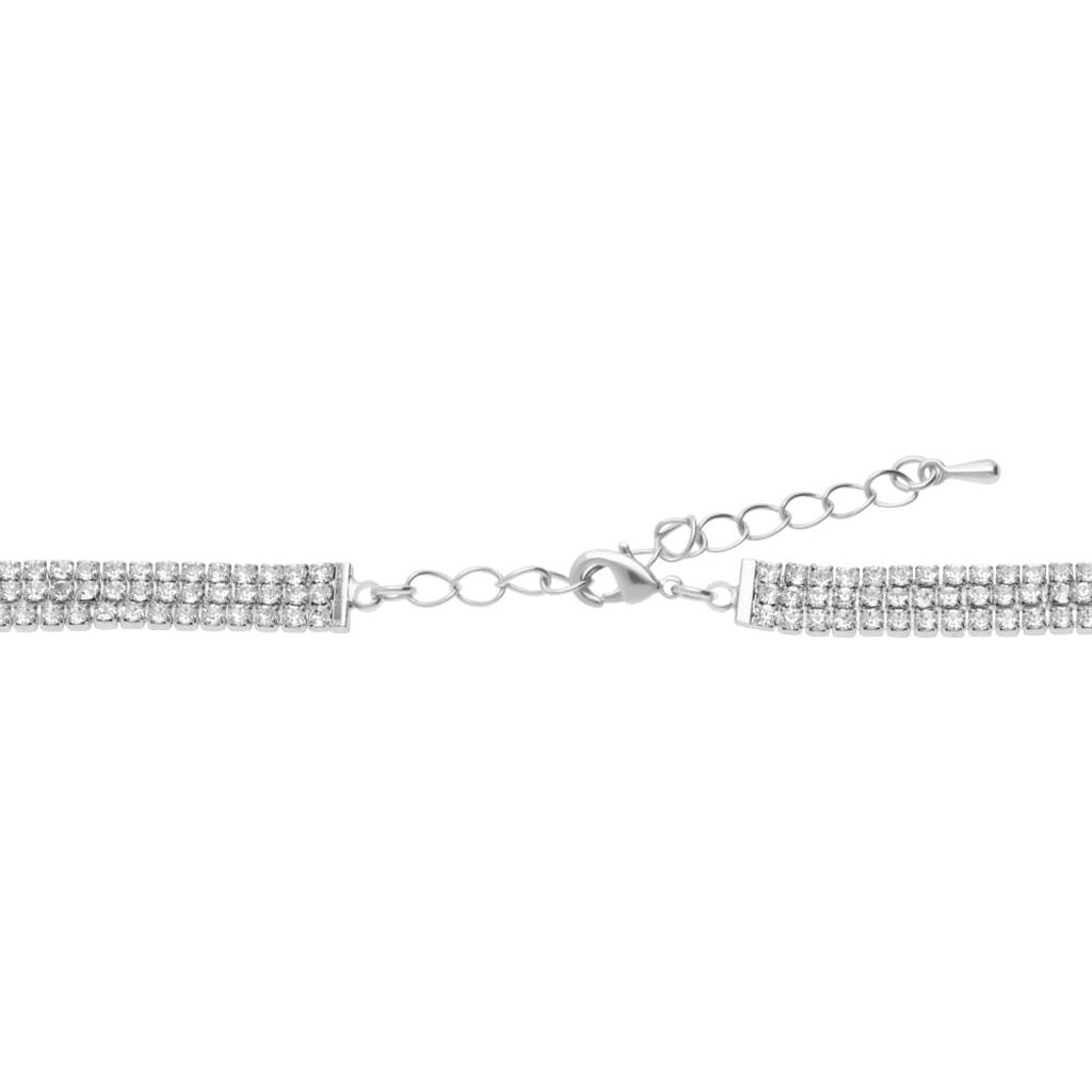 Collana in metallo rodiato con multifili con strass - Collane Donna | Stroili