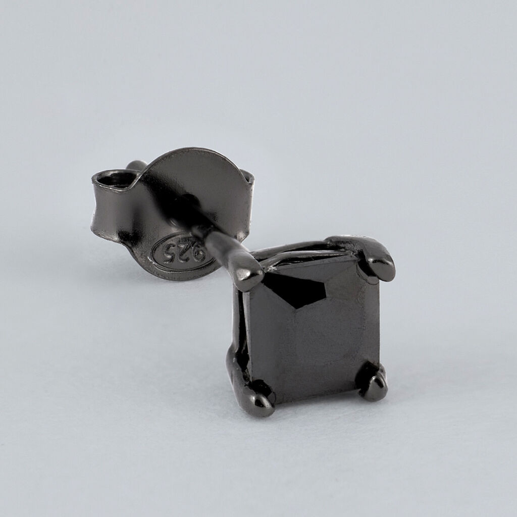 Orecchini Lobo Punto Luce Gentleman Argento Nero Cubic Zirconia