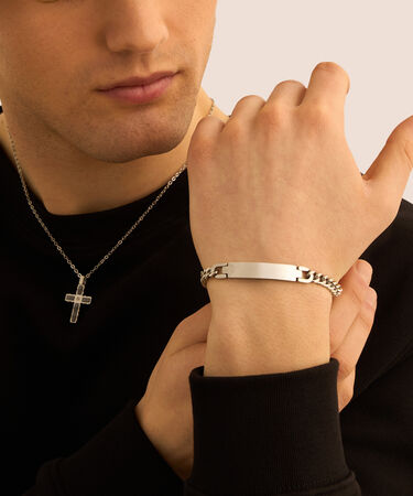 Collana Man Code Acciaio Bicolore Bianco / Nero Cubic Zirconia