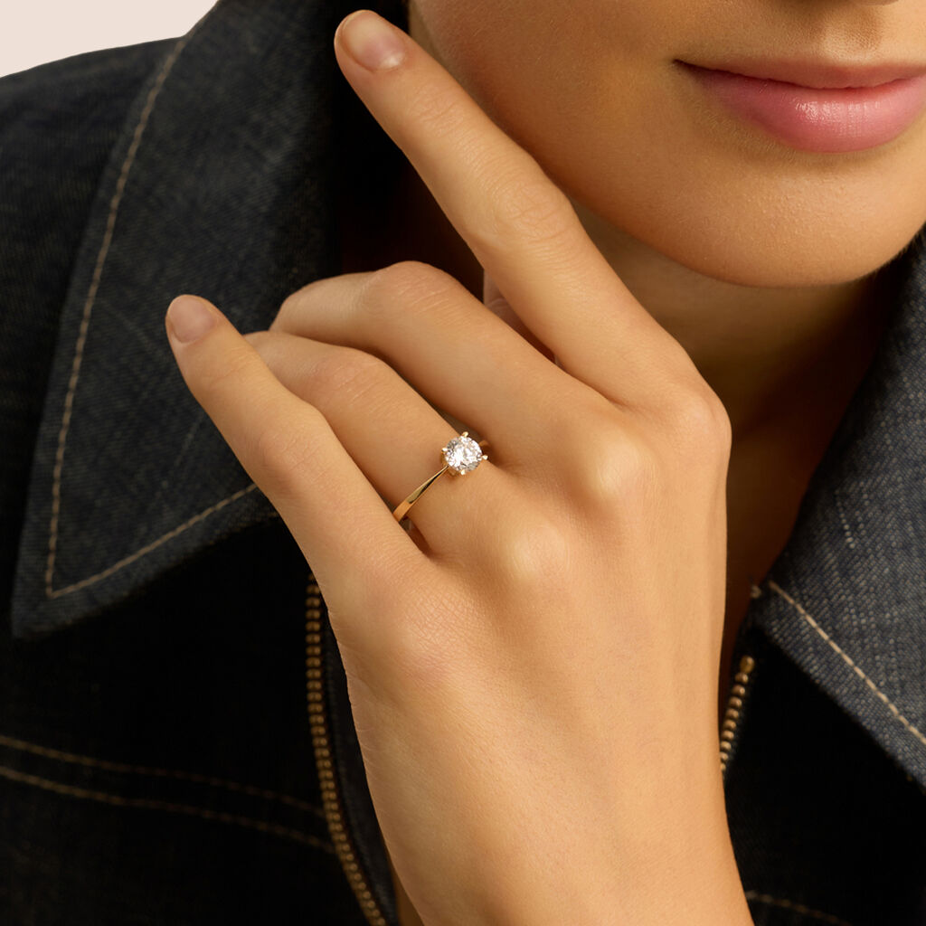 Anello Solitario Claire Oro Giallo Cubic Zirconia