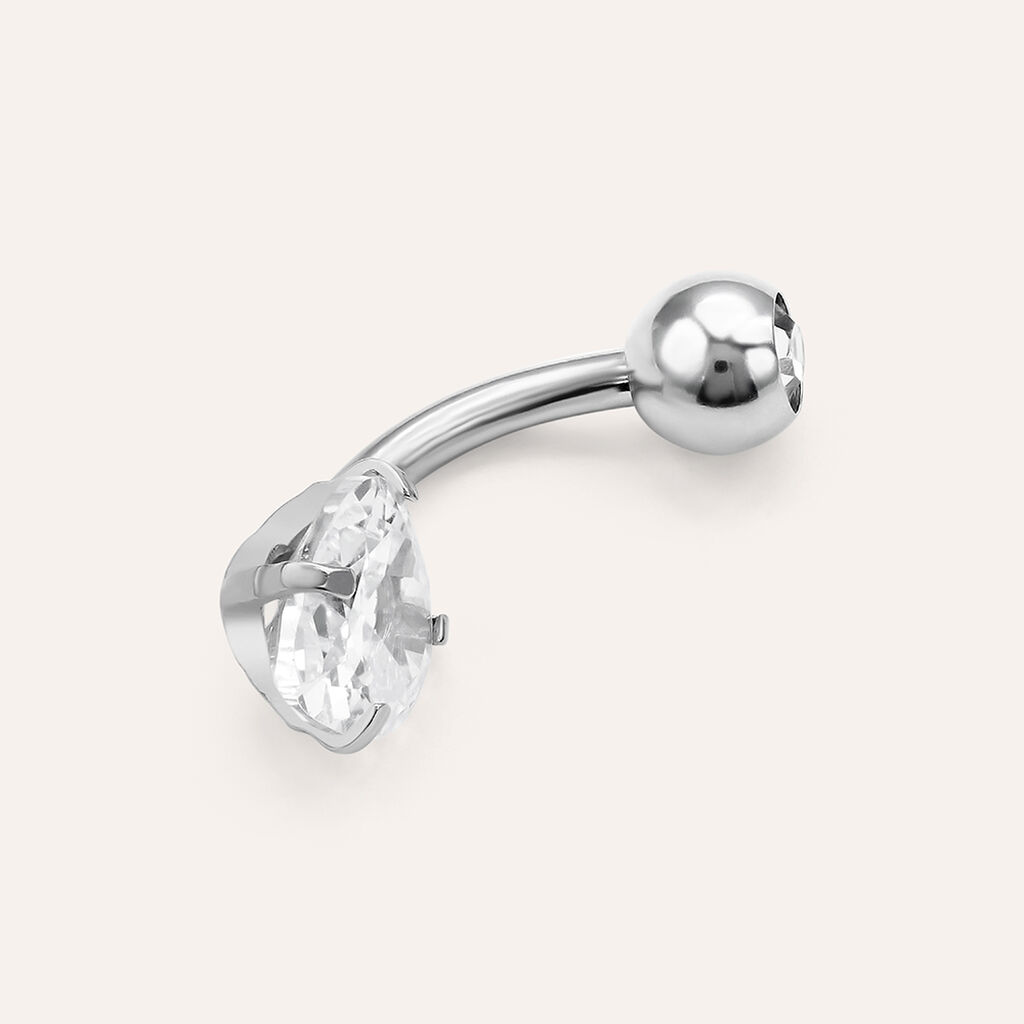 Piercing Ombelico Punto Luce Moonlight Titanio Bianco Cubic Zirconia