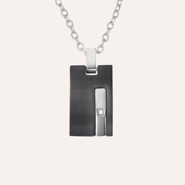 Collana Man Code Acciaio Bicolore Bianco / Nero Cristallo