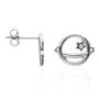 Orecchini a lobo Lady Chic Acciaio Saturno e Cristalli