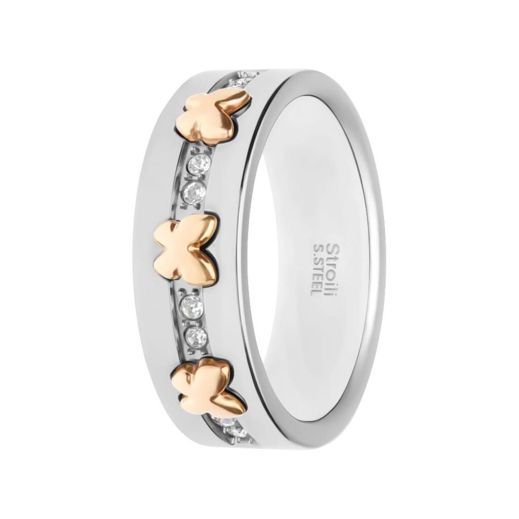 Anello Fascia Endless Acciaio Farfalla e Cristalli