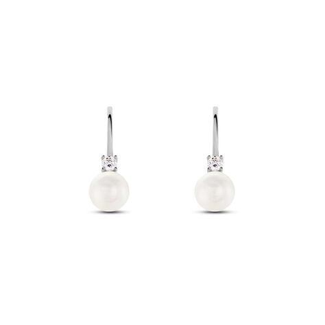 Orecchini Pendenti Gabrielle Oro Bianco Perla D'Acqua Dolce Cubic Zirconia - Orecchini Pendenti Donna | Stroili