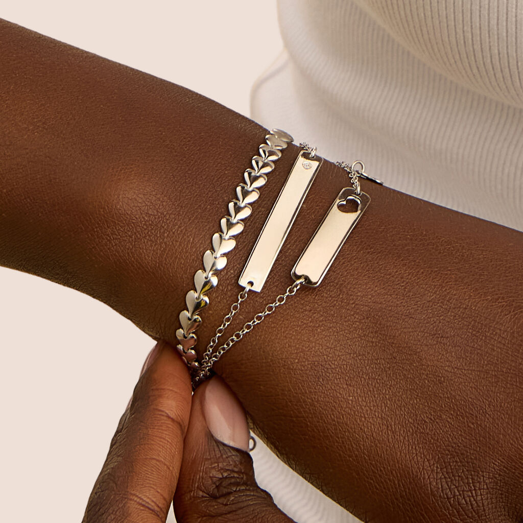 Bracciale Con Targhetta Silver Collection Argento Rodiato