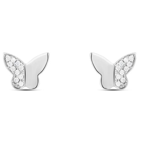 Orecchini Lobo Claire Oro Bianco Cubic Zirconia - Orecchini a Lobo Donna | Stroili