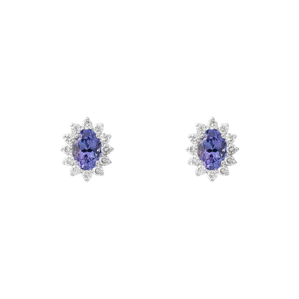 Orecchini Lobo Jasmine Oro Bianco Tanzanite Diamante - Orecchini a Lobo Donna | Stroili