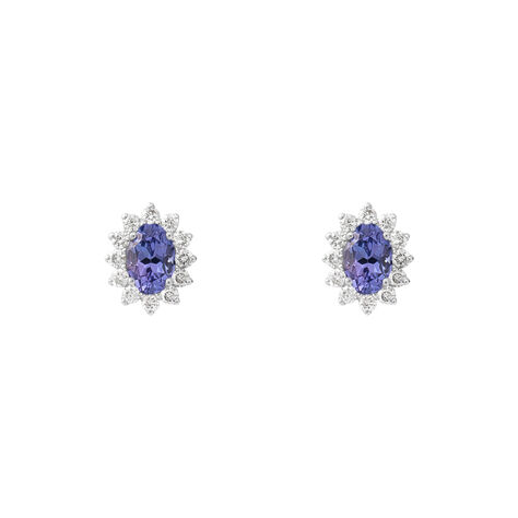 Orecchini Lobo Jasmine Oro Bianco Tanzanite Diamante - Orecchini a Lobo Donna | Stroili