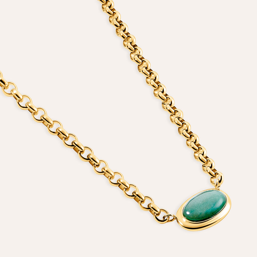 Collana Radiance Acciaio Dorato Avventurina