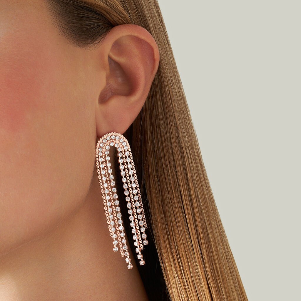 Orecchini Pendenti Romantic Shine Ottone Rosa Cristallo - Orecchini Pendenti Donna | Stroili