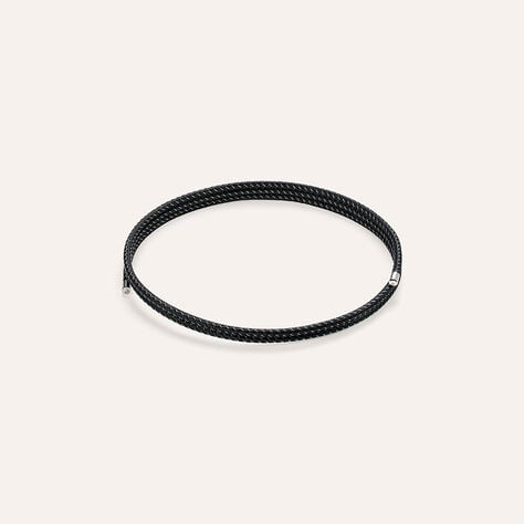 Choker Magnetico Cordino Nero e Acciaio - Catenina Unisex | Stroili