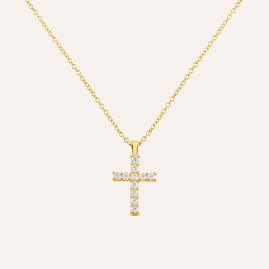 Collana Silver Glow Argento Dorato Cubic Zirconia